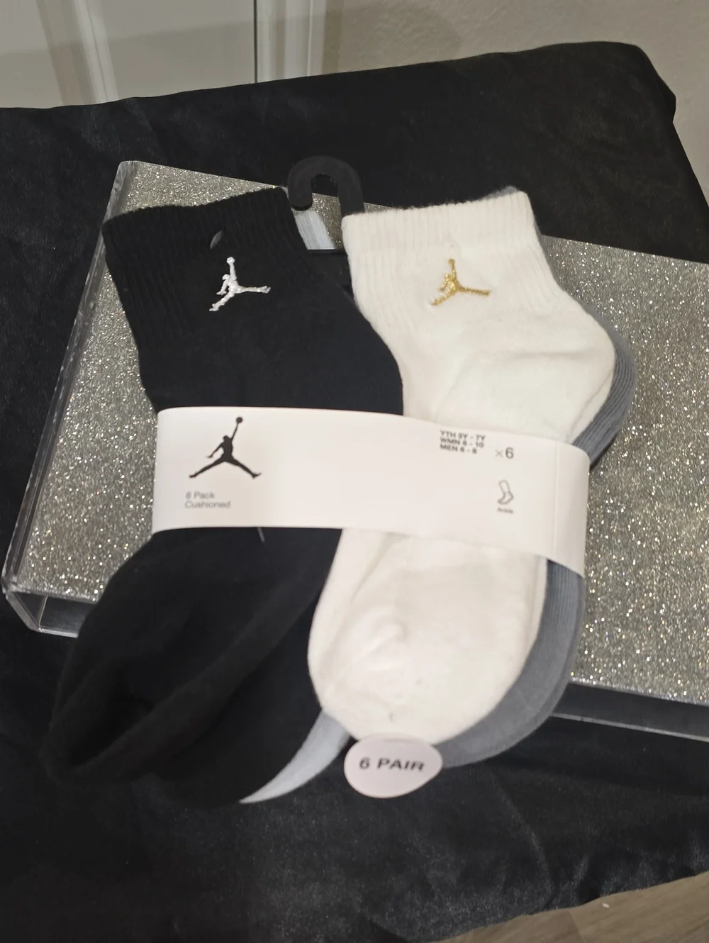 Jordan 6-PK Cushioned Ankle Socks- White/Black/Grey
